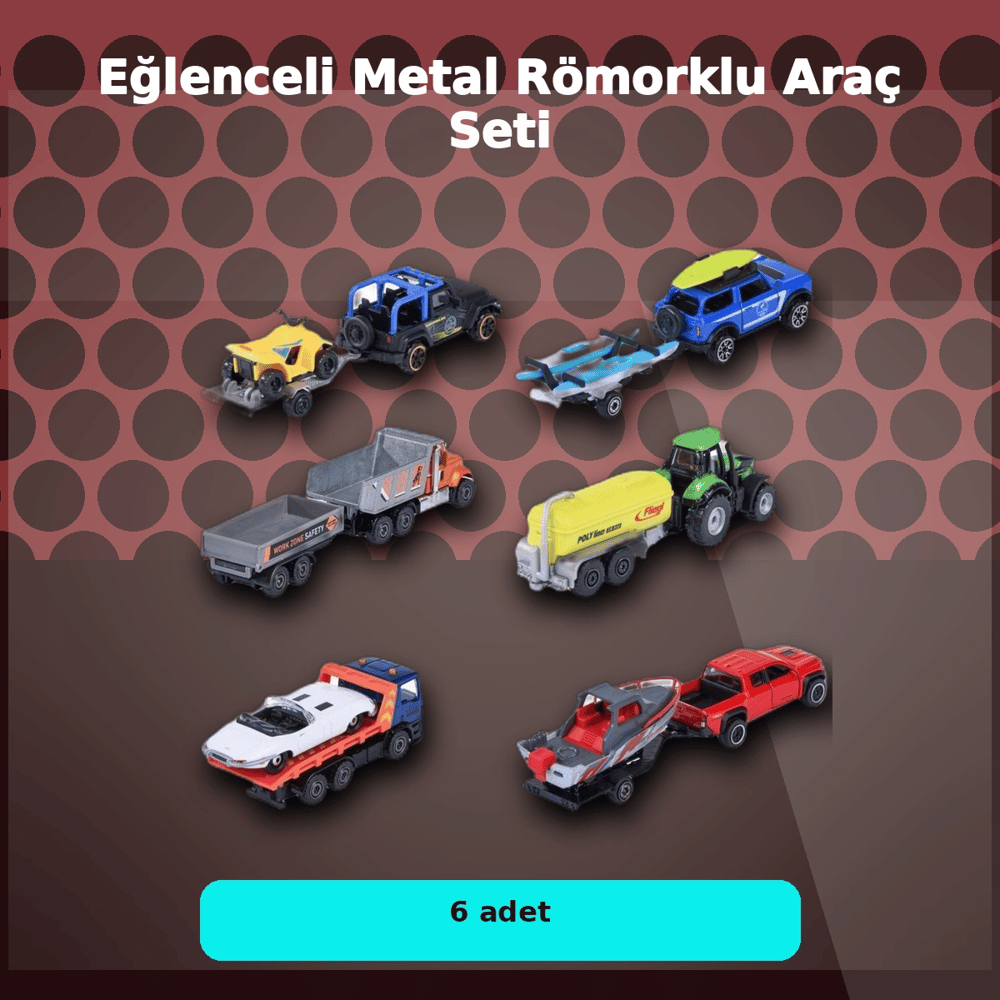 Metal Şasi Römorklu Araç Oyuncak Seti - Çekici ve Traktör Modelleri (1 Adet Rastgele Model)