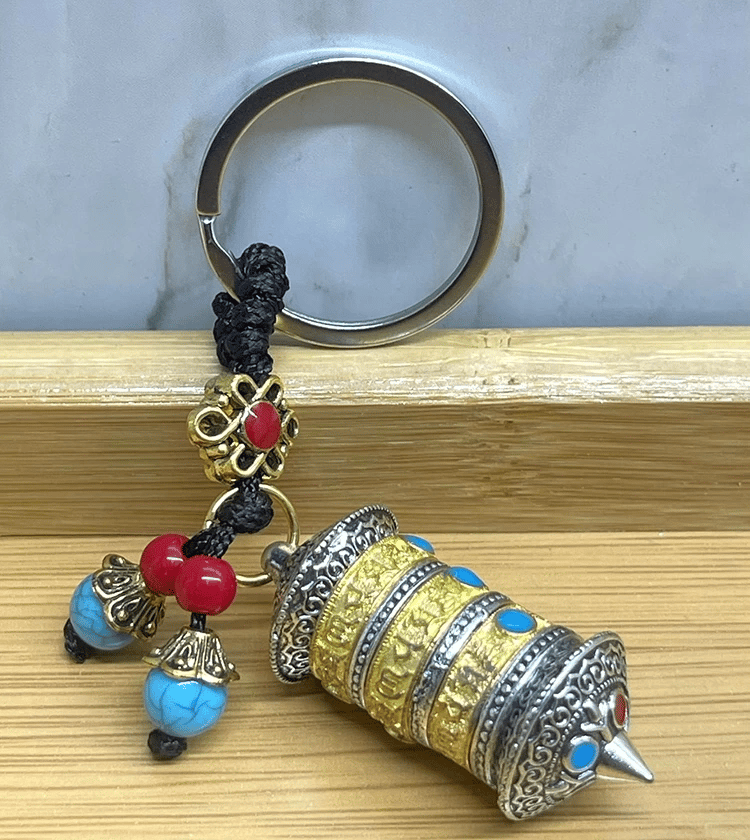 Metal Tibet Dua Çarkı Anahtarlık Alk4462