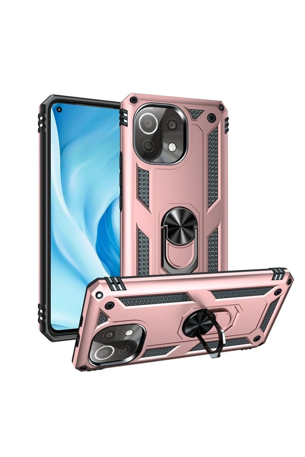 Mey İthalat®   Mİ 11 Lite Kılıf Sofya Yüzüklü Silikon Kapak - Rose