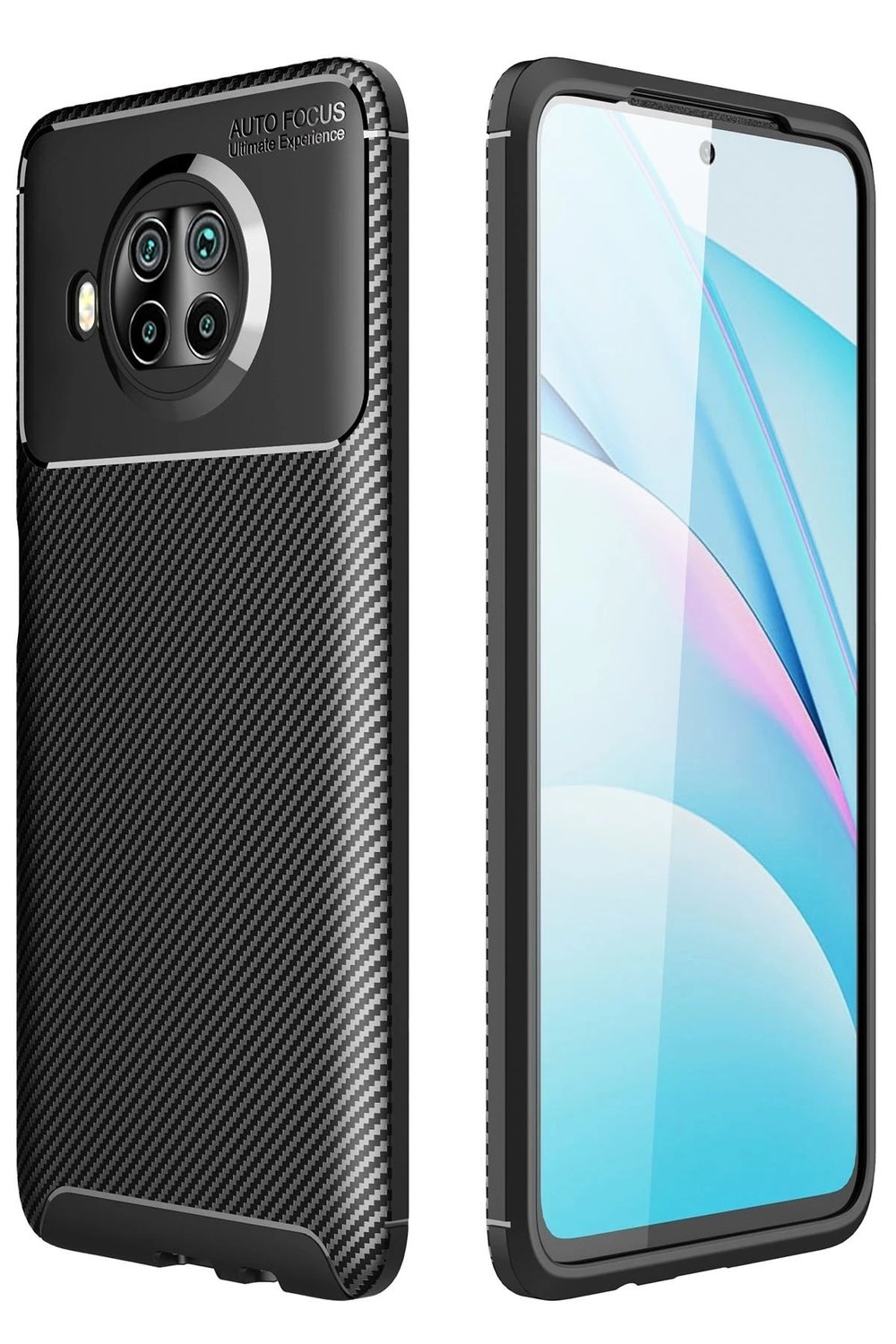 Mey İthalat®   Mi 10T Lite Kılıf Auto Focus Karbon Kapak - Siyah