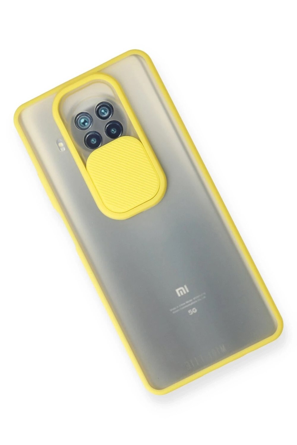 Mey İthalat®   Mi 10T Lite Kılıf Palm Buzlu Kamera Sürgülü Silikon - Sarı