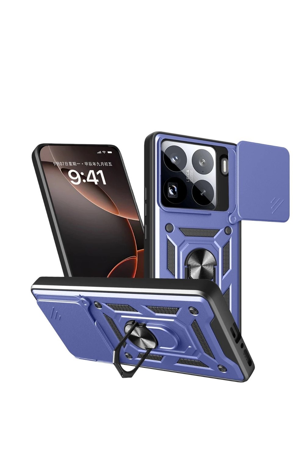 Mey İthalat®   Mi 15 Pro Kılıf Pars Lens Yüzüklü Silikon - Lacivert