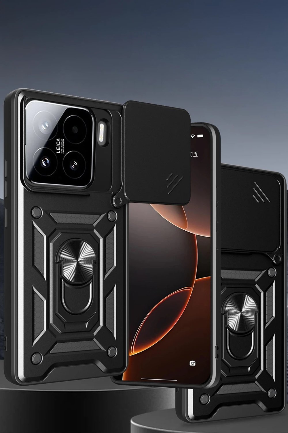 Mey İthalat®   Mi 15 Pro Kılıf Pars Lens Yüzüklü Silikon - Lacivert