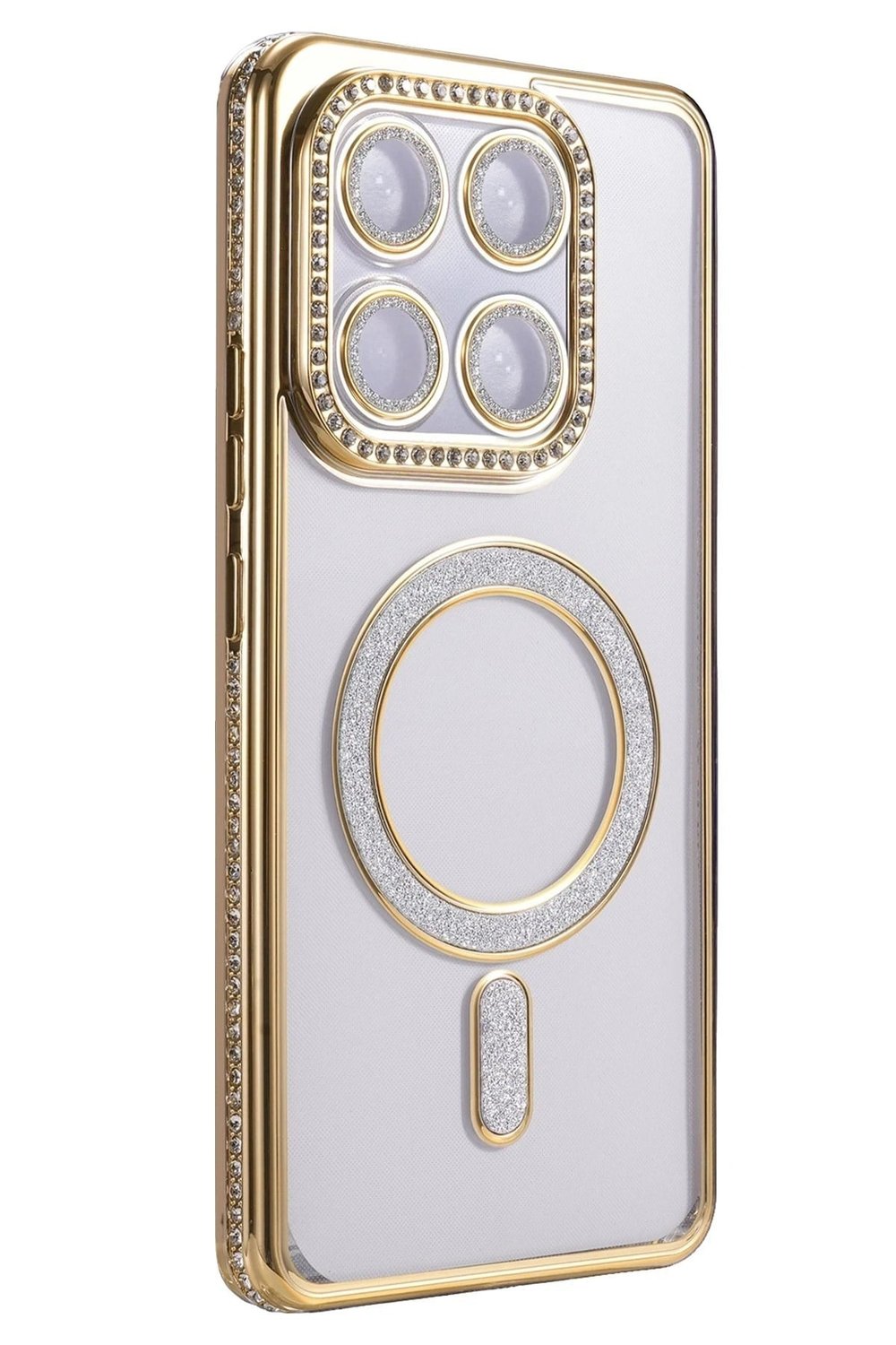 Mey İthalat®   Mi 15T Pro Joke Simli Magneticsafe Kılıf - Gold