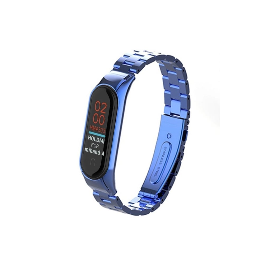 Mey İthalat®   Mi Band 4 Metal Baklalı Kordon - Mavi