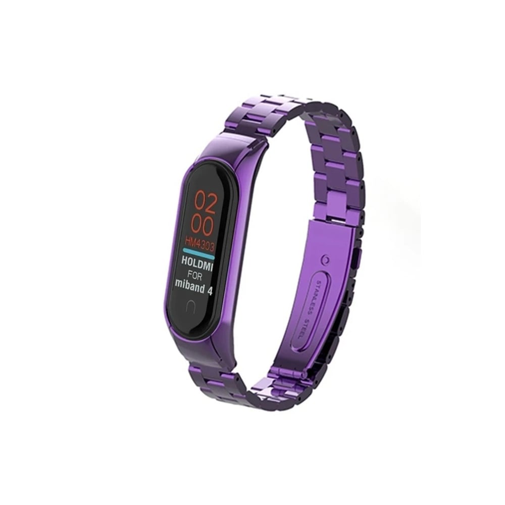 Mey İthalat®   Mi Band 4 Metal Baklalı Kordon - Mor
