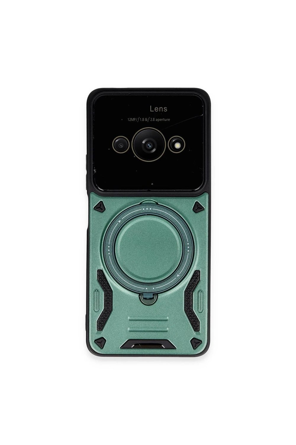 Mey İthalat®   Poco C61 Kılıf Joy Lens Standlı Kapak - Koyu Yeşil