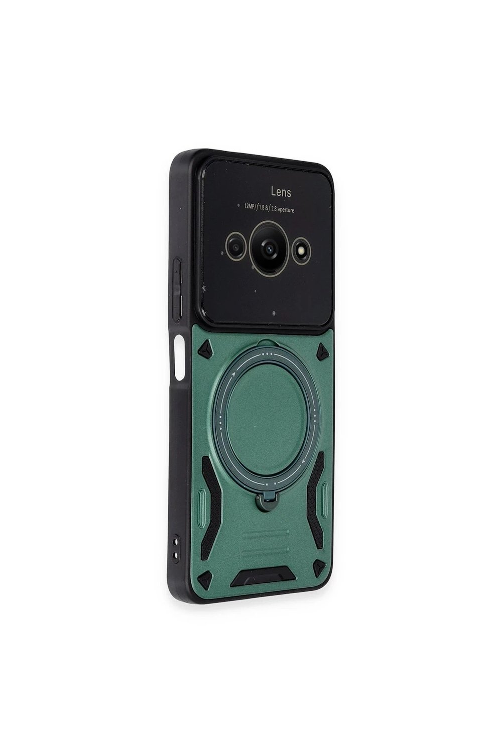 Mey İthalat®   Poco C61 Kılıf Joy Lens Standlı Kapak - Koyu Yeşil