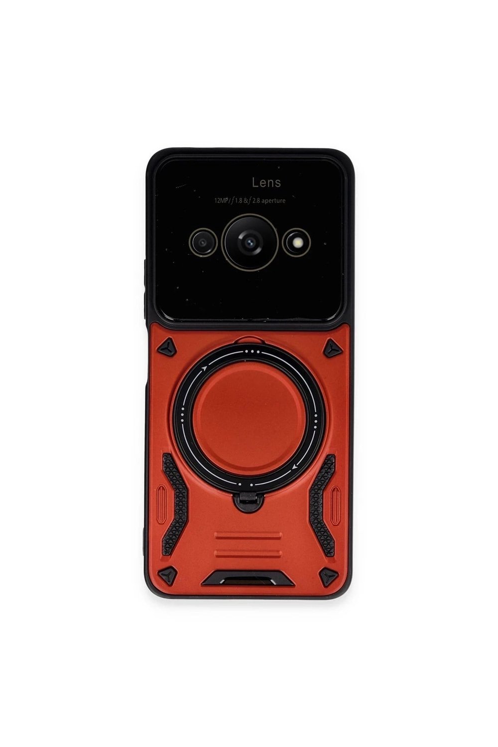 Mey İthalat®   Poco C61 Kılıf Joy Lens Standlı Kapak - Kırmızı