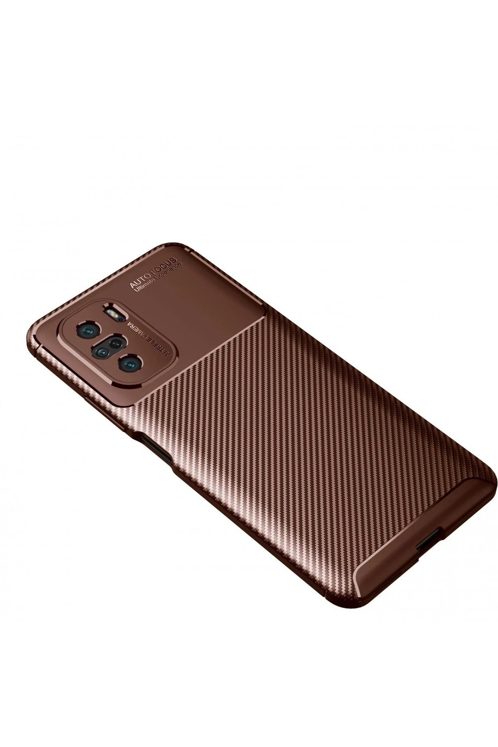 Mey İthalat®   Poco F3 Kılıf Auto Focus Karbon Kapak - Kahverengi