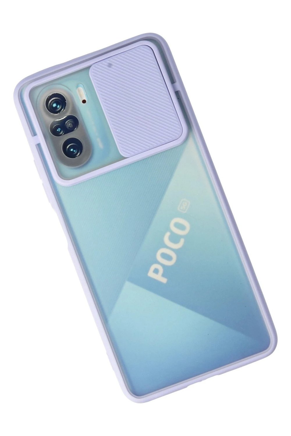 Mey İthalat®   Poco F3 Kılıf Palm Buzlu Kamera Sürgülü Silikon - Lila