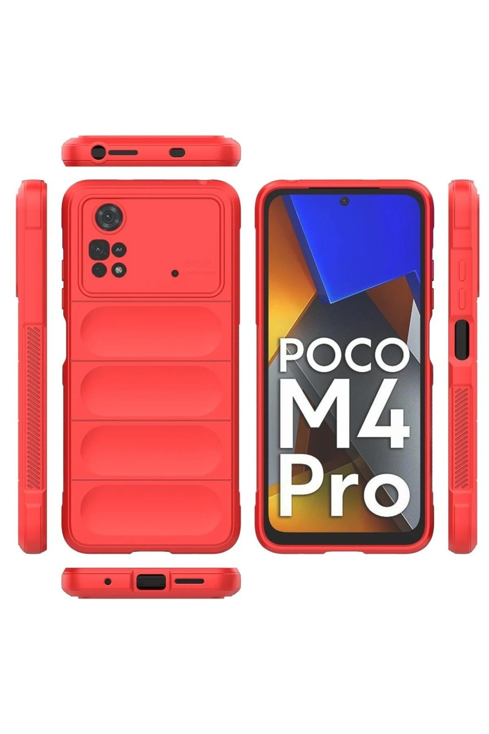 Mey İthalat®   Poco M4 Pro 4G Kılıf Optimum Silikon - Kırmızı