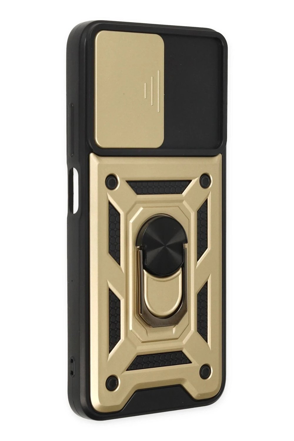 Mey İthalat®   Poco M5 Kılıf Pars Lens Yüzüklü Silikon - Gold