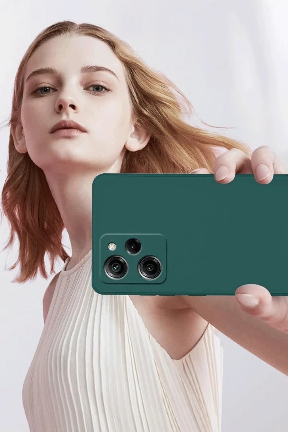 Mey İthalat®   Poco X5 Pro 5G Nano içi Kadife Silikon - Koyu Yeşil