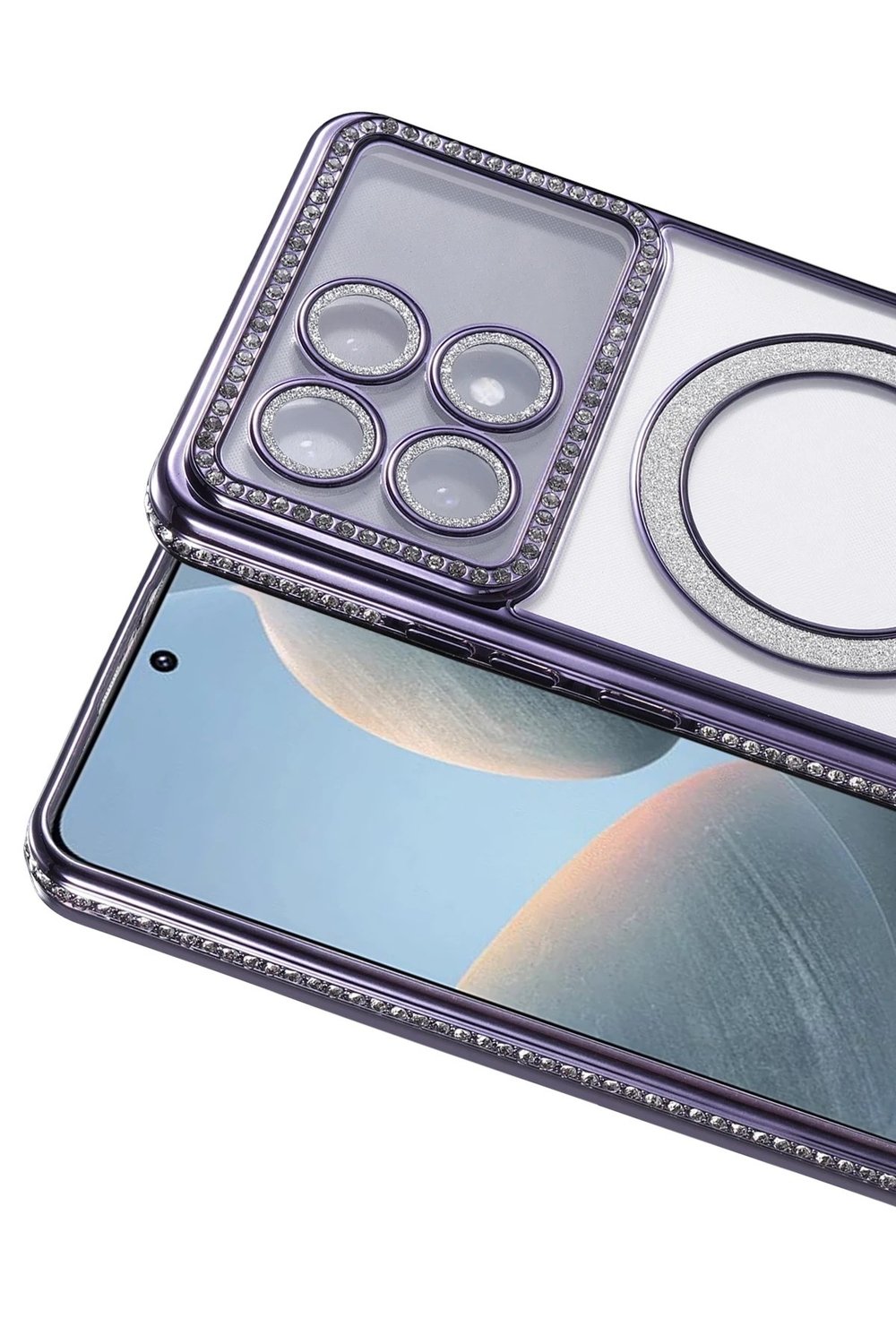 Mey İthalat®   Poco X6 Pro Joke Simli Magneticsafe Kılıf - Derin Mor