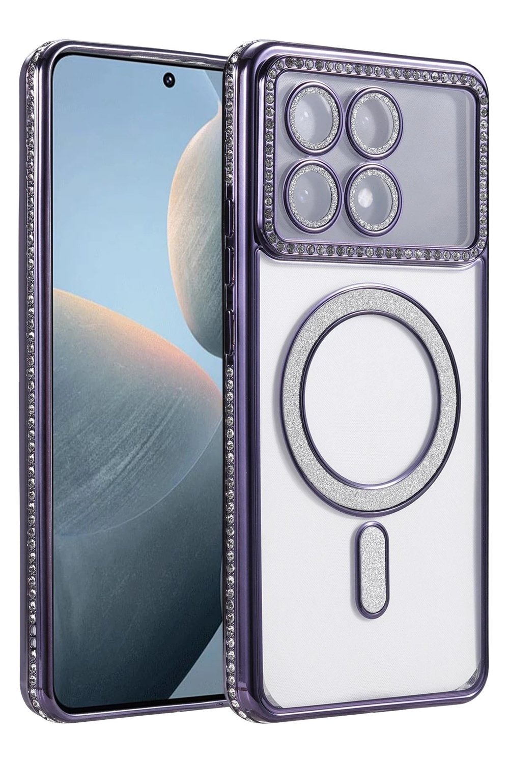 Mey İthalat®   Poco X6 Pro Joke Simli Magneticsafe Kılıf - Derin Mor
