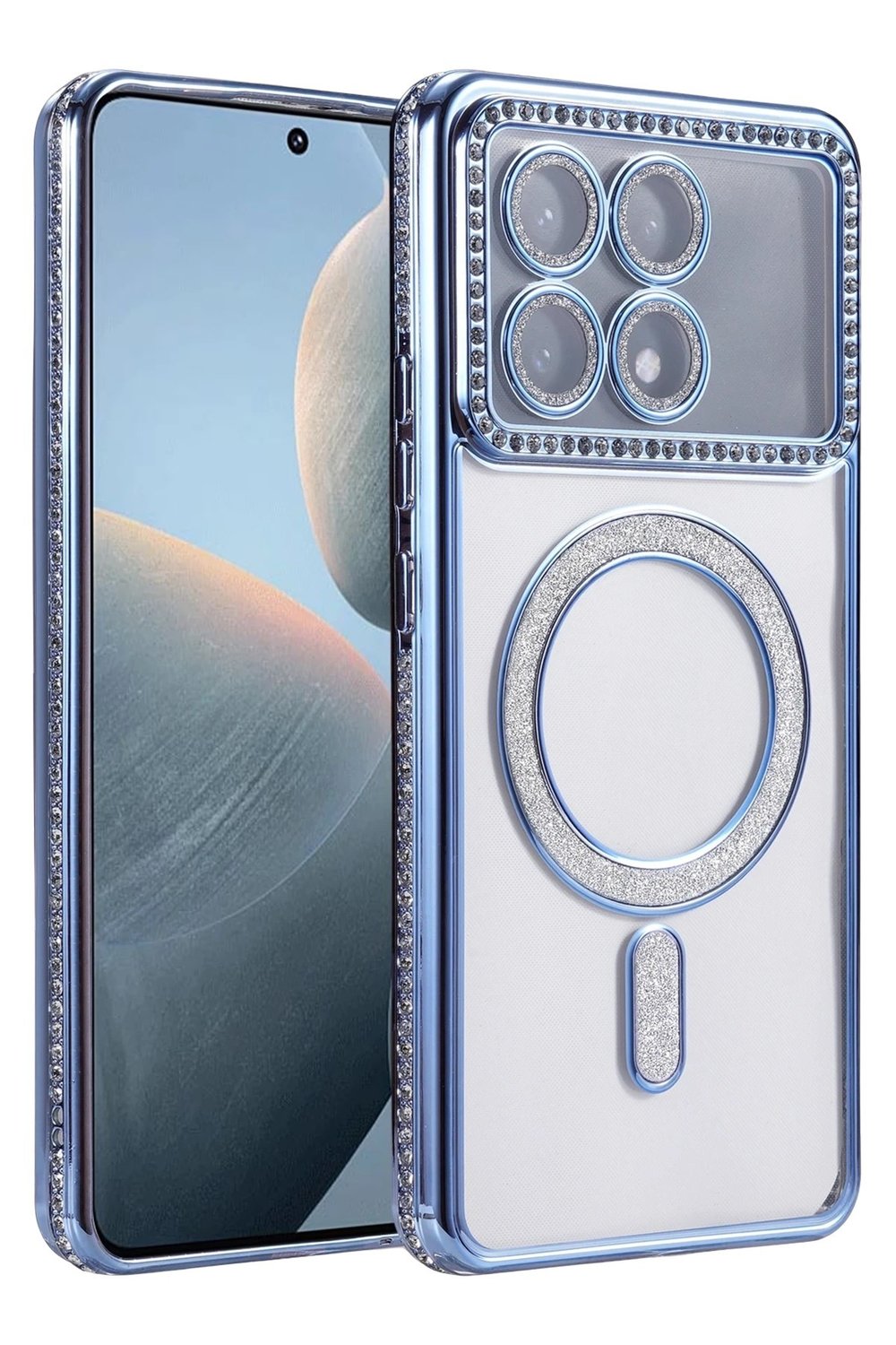 Mey İthalat®   Poco X6 Pro Joke Simli Magneticsafe Kılıf - Mavi