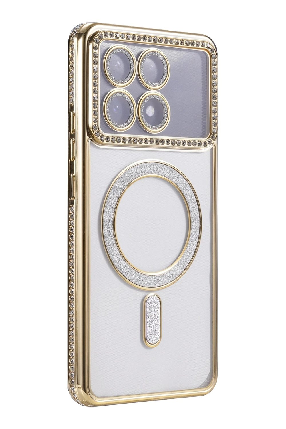 Mey İthalat®   Poco X6 Pro Joke Simli Magneticsafe Kılıf - Gold