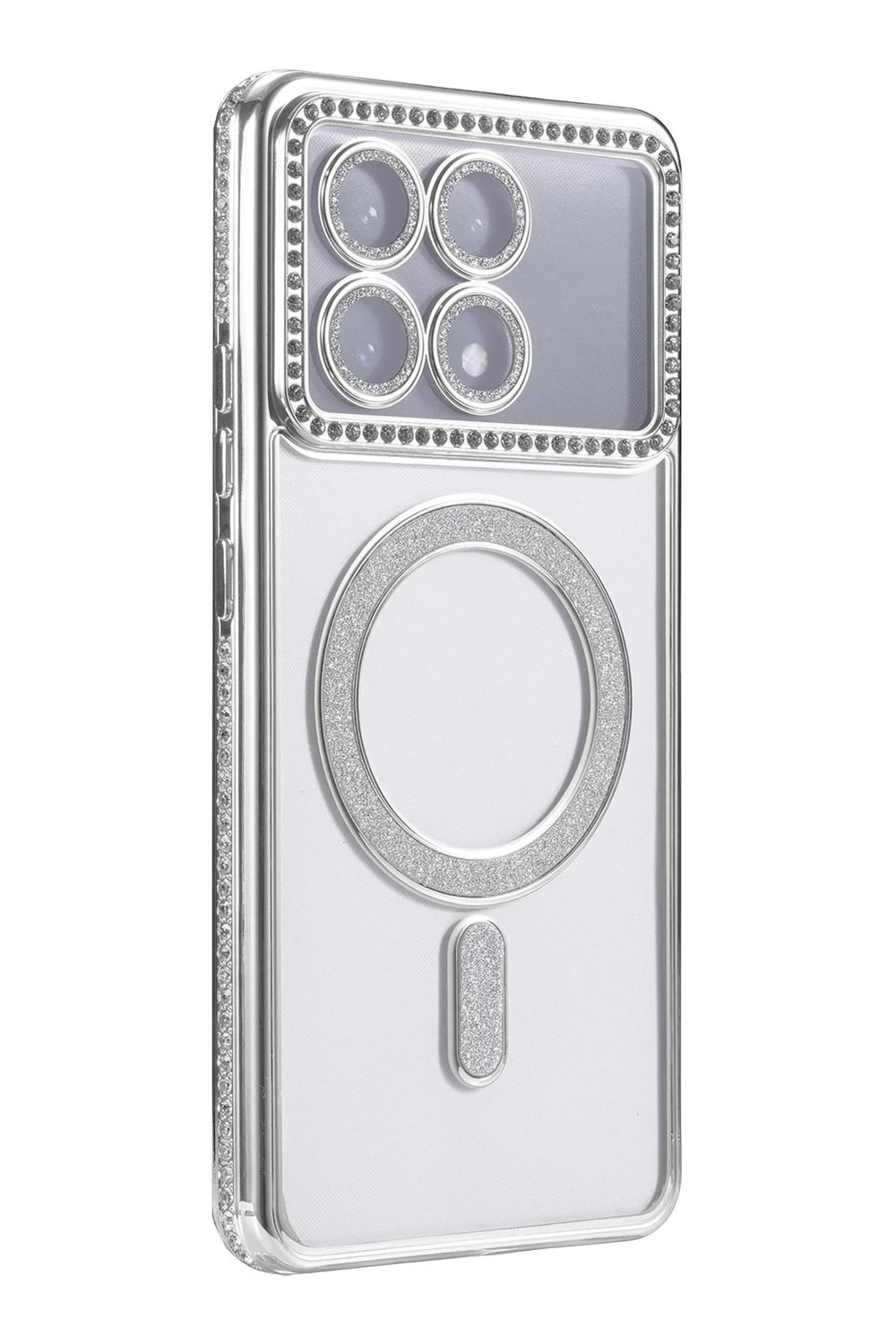 Mey İthalat®   Poco X6 Pro Joke Simli Magneticsafe Kılıf - Gümüş