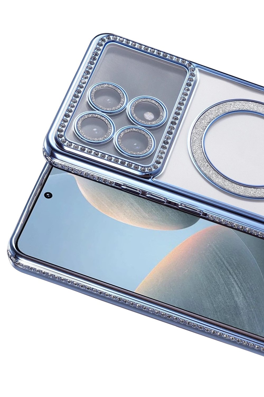 Mey İthalat®   Poco X6 Pro Joke Simli Magneticsafe Kılıf - Mavi