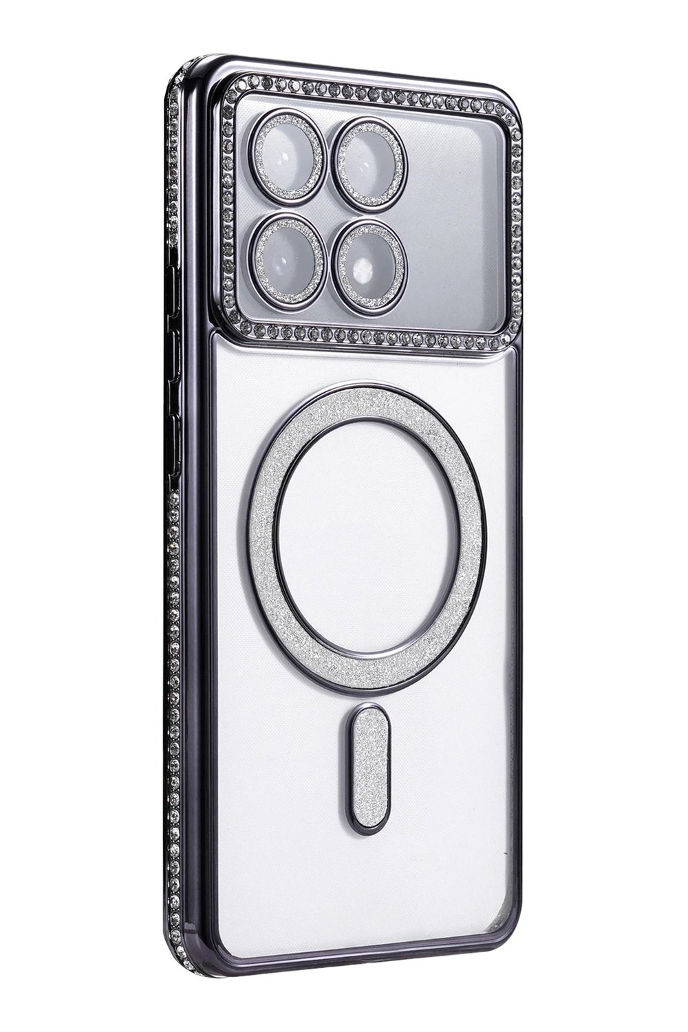 Mey İthalat®   Poco X6 Pro Joke Simli Magneticsafe Kılıf - Siyah