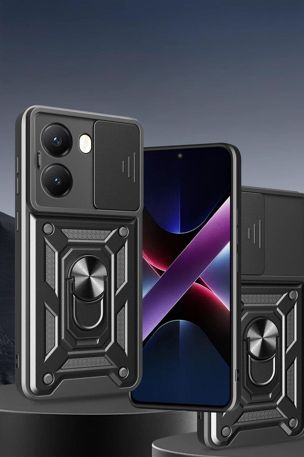 Mey İthalat®   Poco X7 Pro Kılıf Pars Lens Yüzüklü Silikon - Lacivert