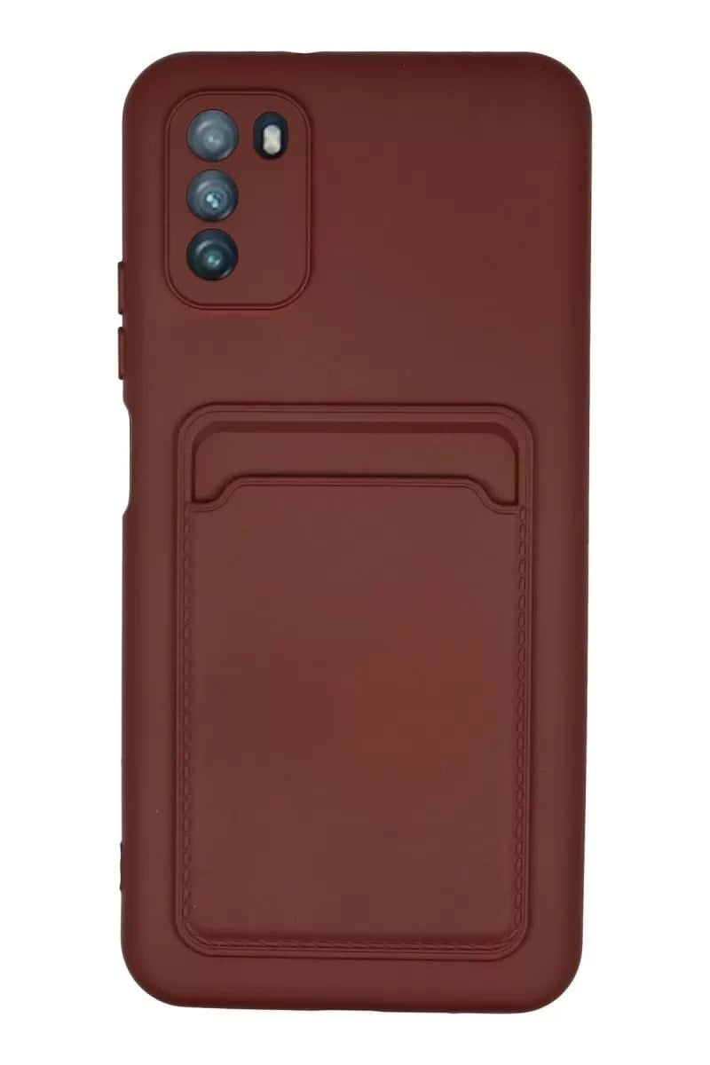 Mey İthalat®   Pocophone M3 Kılıf Kelvin Kartvizitli Silikon - Bordo
