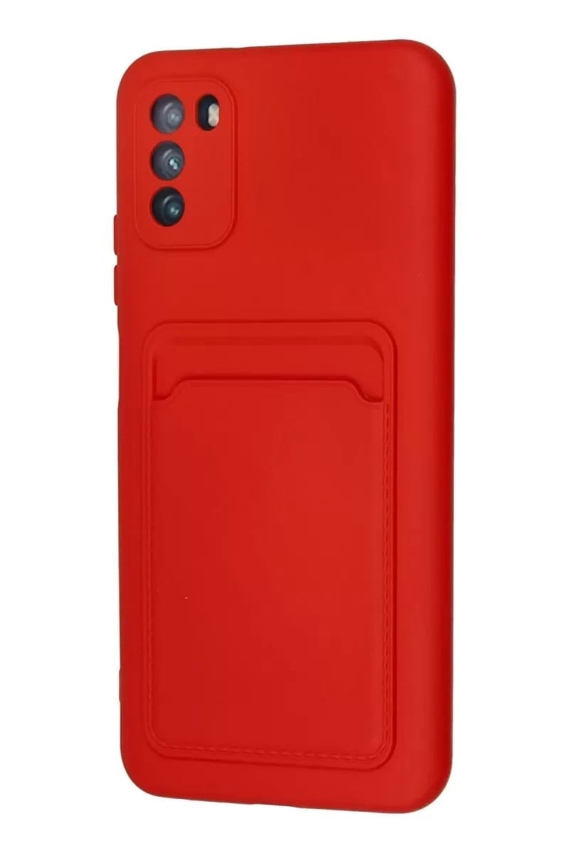 Mey İthalat®   Pocophone M3 Kılıf Kelvin Kartvizitli Silikon - Kırmızı