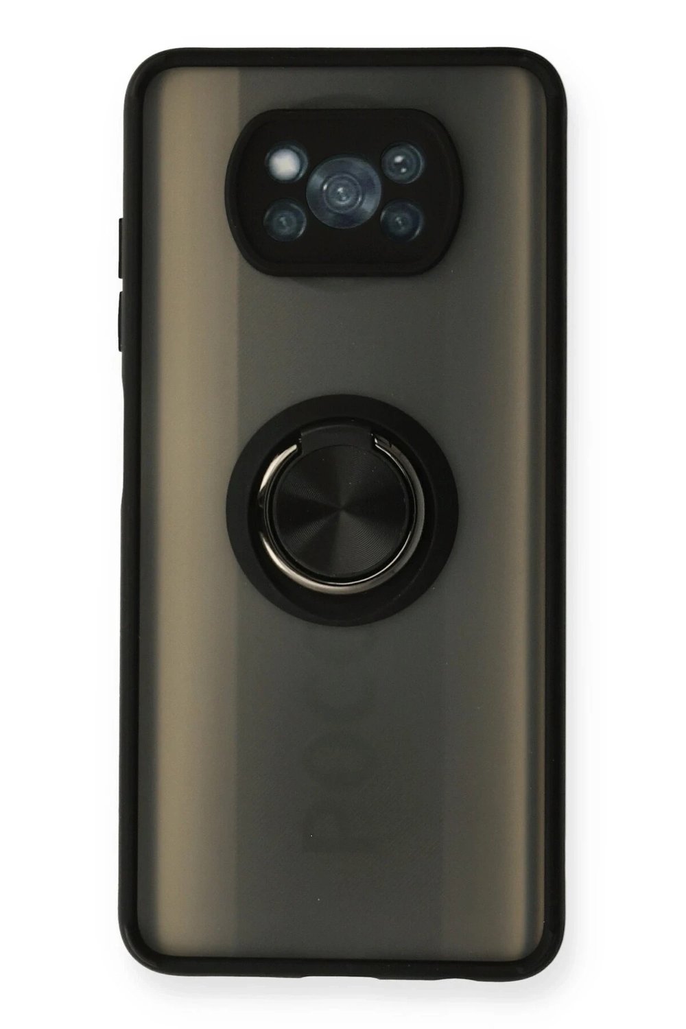 Mey İthalat®   Pocophone X3 Kılıf Montreal Yüzüklü Silikon Kapak - Siyah