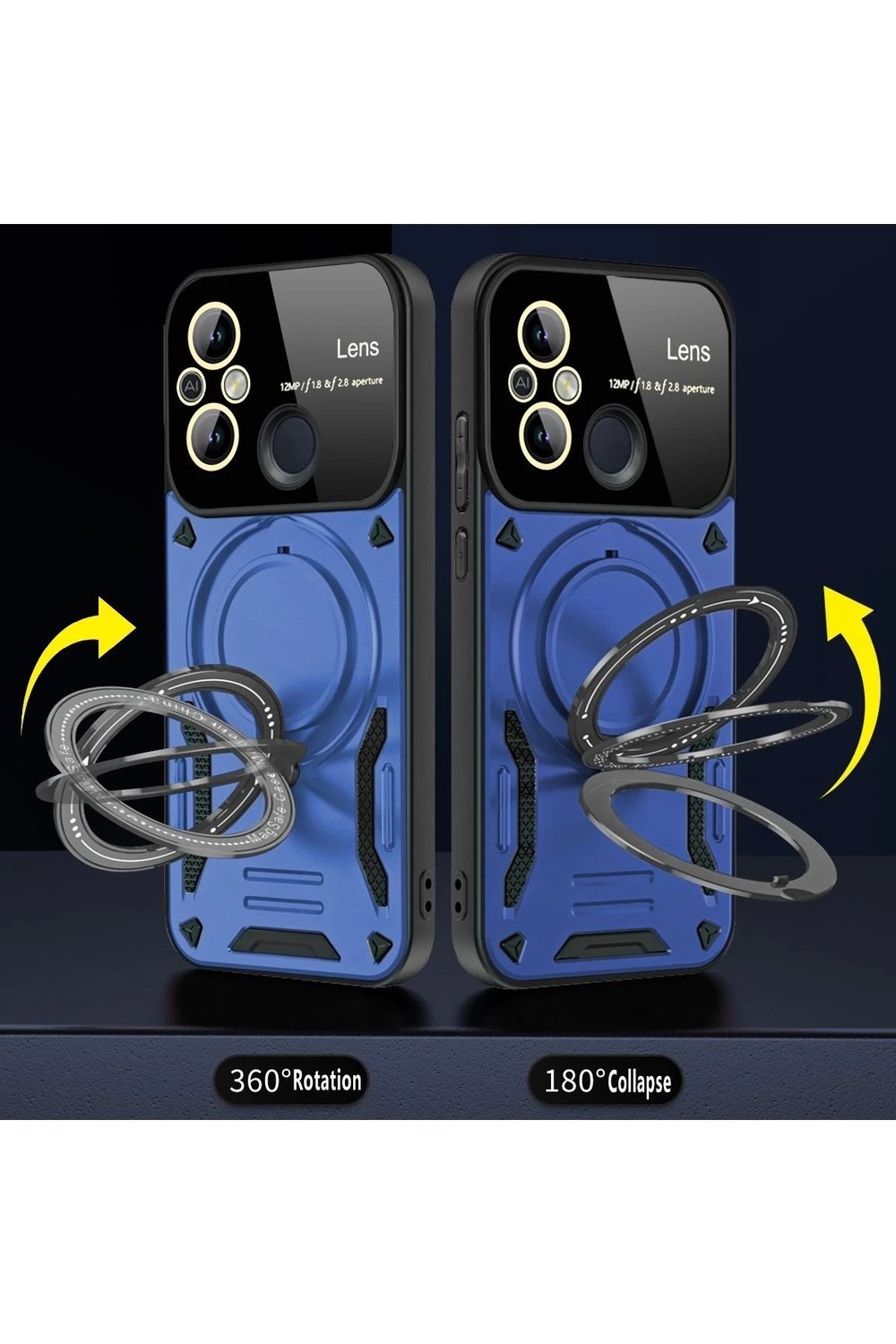 Mey İthalat®   Redmi 12C Kılıf Joy Lens Standlı Kapak - Siyah
