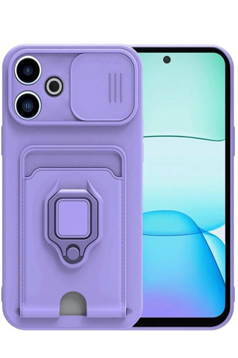 Mey İthalat®   Redmi 13 4G Kılıf Zuma Kartvizitli Yüzüklü Silikon - Lila