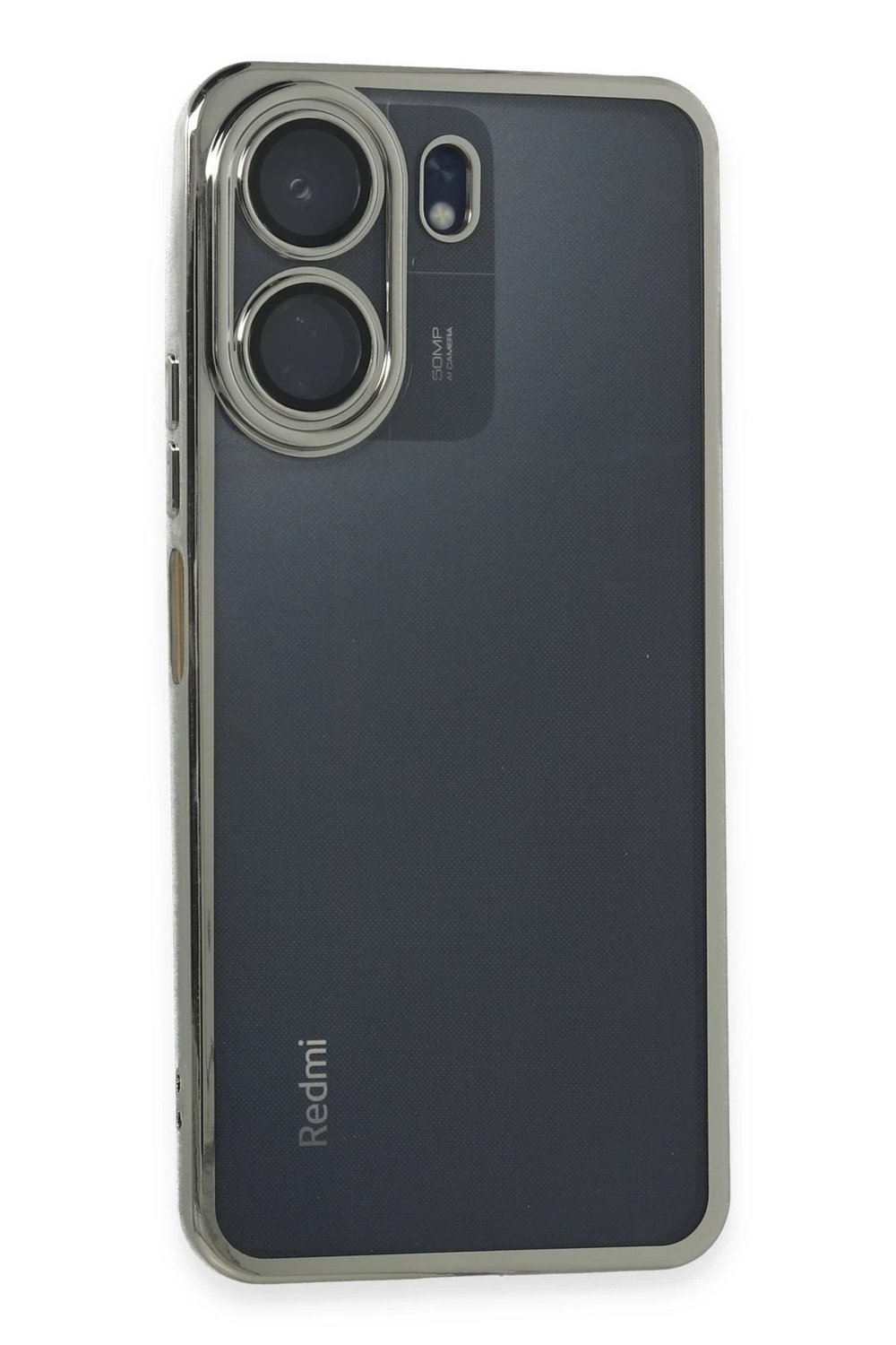 Mey İthalat®   Redmi 13C Kılıf  Lensli Silikon - Gümüş