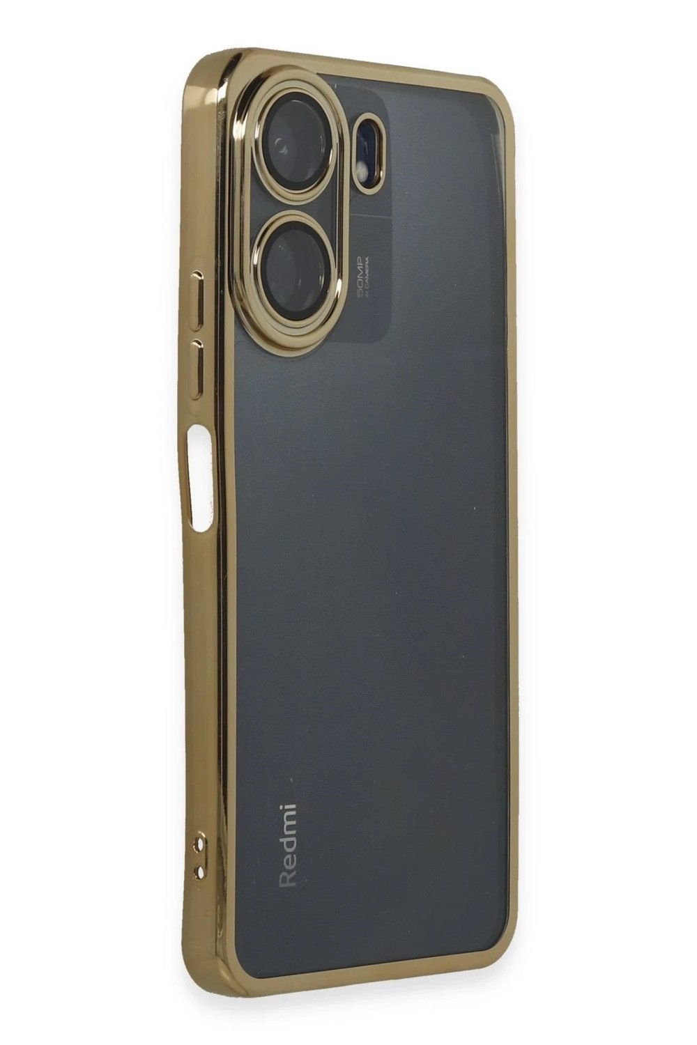 Mey İthalat®   Redmi 13C Kılıf  Lensli Silikon - Gold
