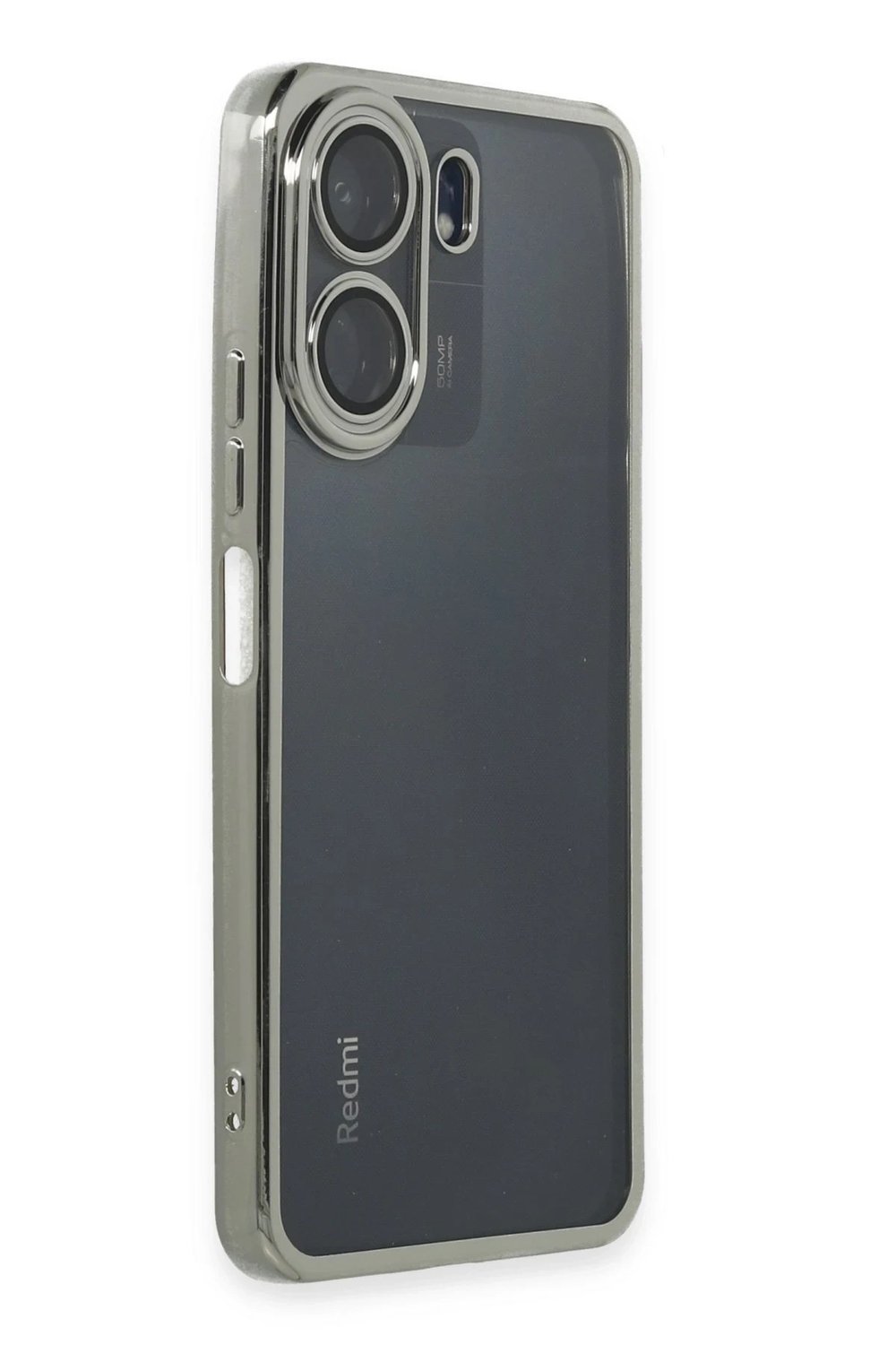 Mey İthalat®   Redmi 13C Kılıf  Lensli Silikon - Gümüş