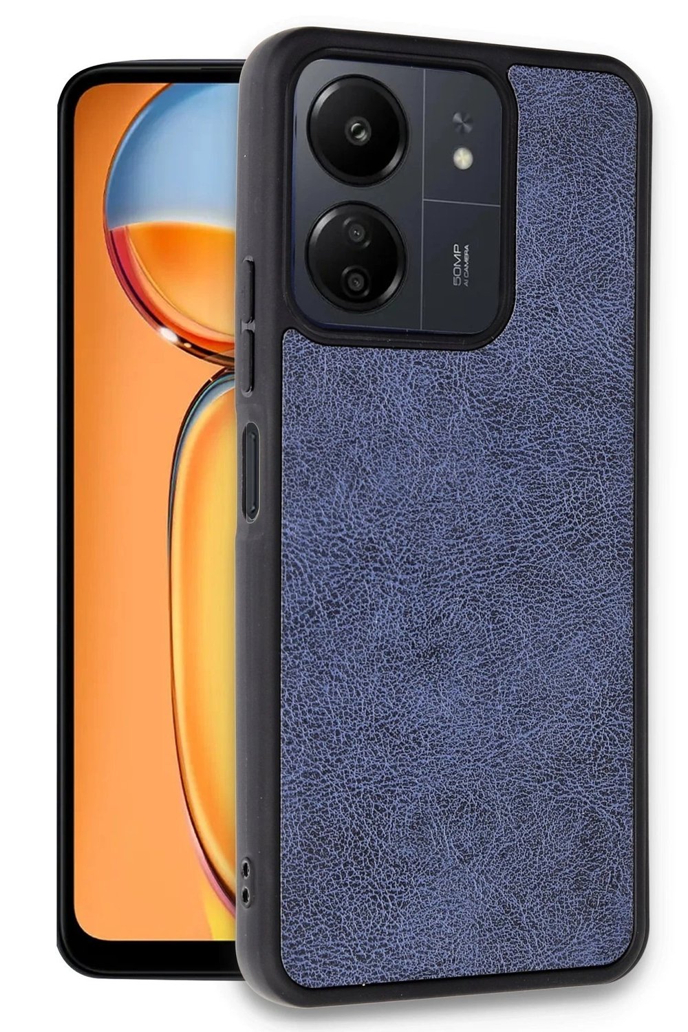 Mey İthalat®   Redmi 13C Kılıf Aras Deri Kapak - Lacivert