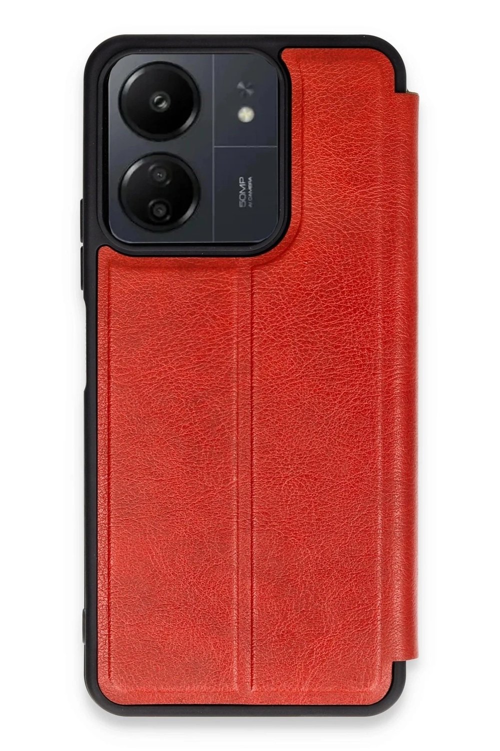 Mey İthalat®   Redmi 13C Kılıf Flip Cover - Kırmızı