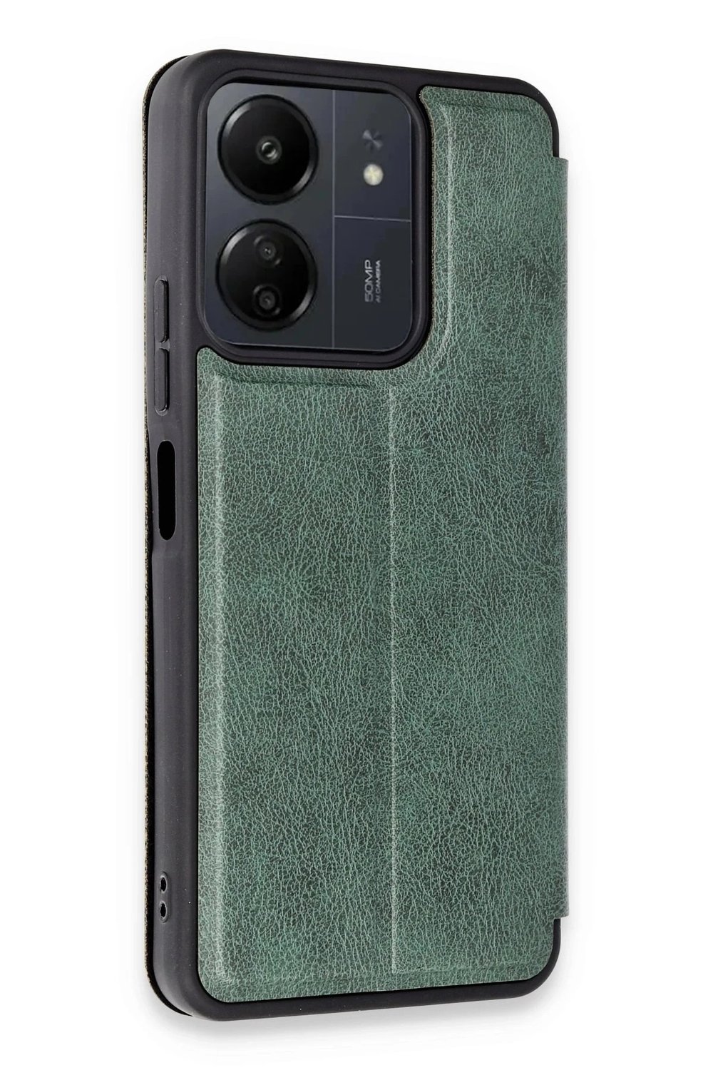 Mey İthalat®   Redmi 13C Kılıf Flip Cover - Koyu Yeşil