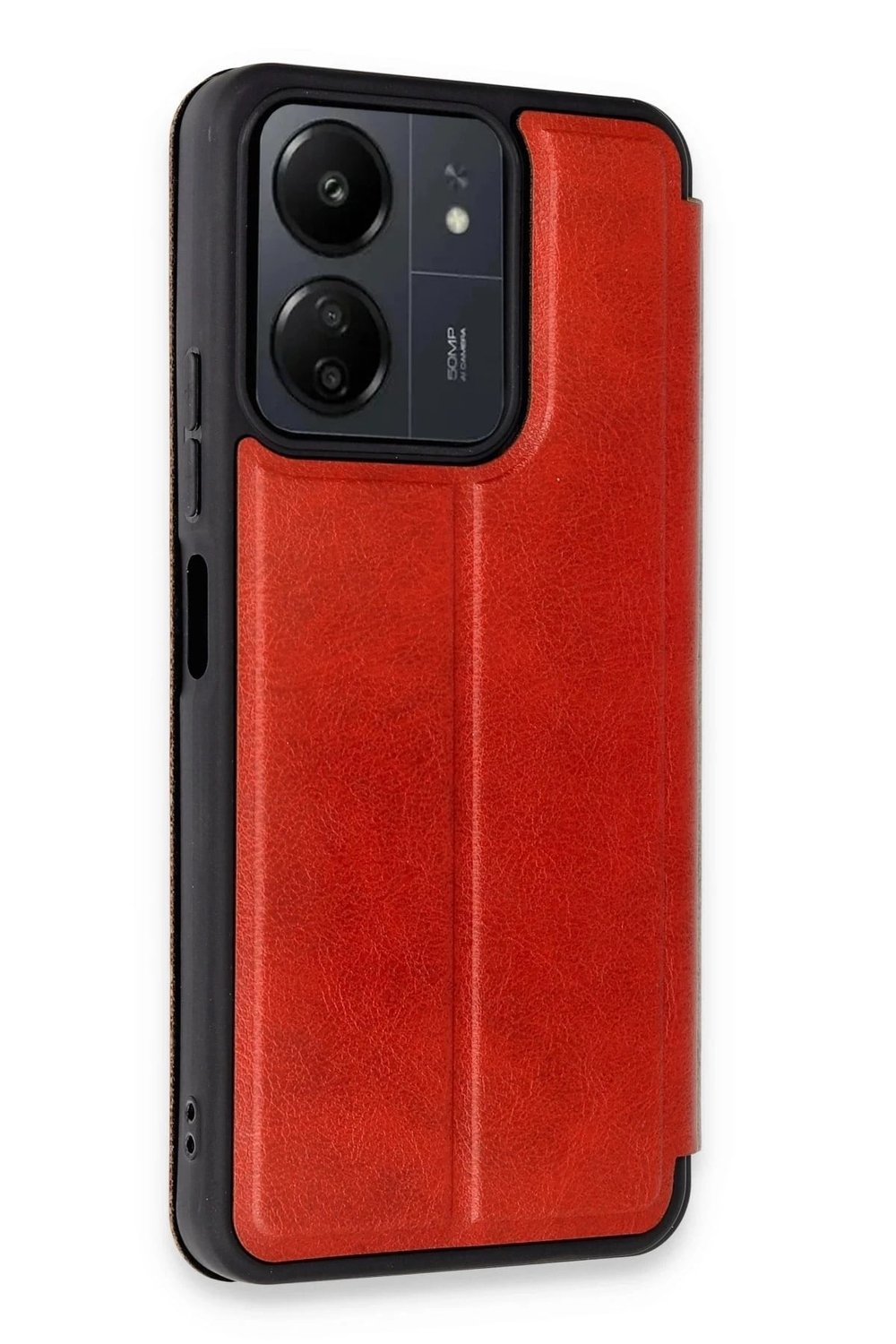 Mey İthalat®   Redmi 13C Kılıf Flip Cover - Kırmızı