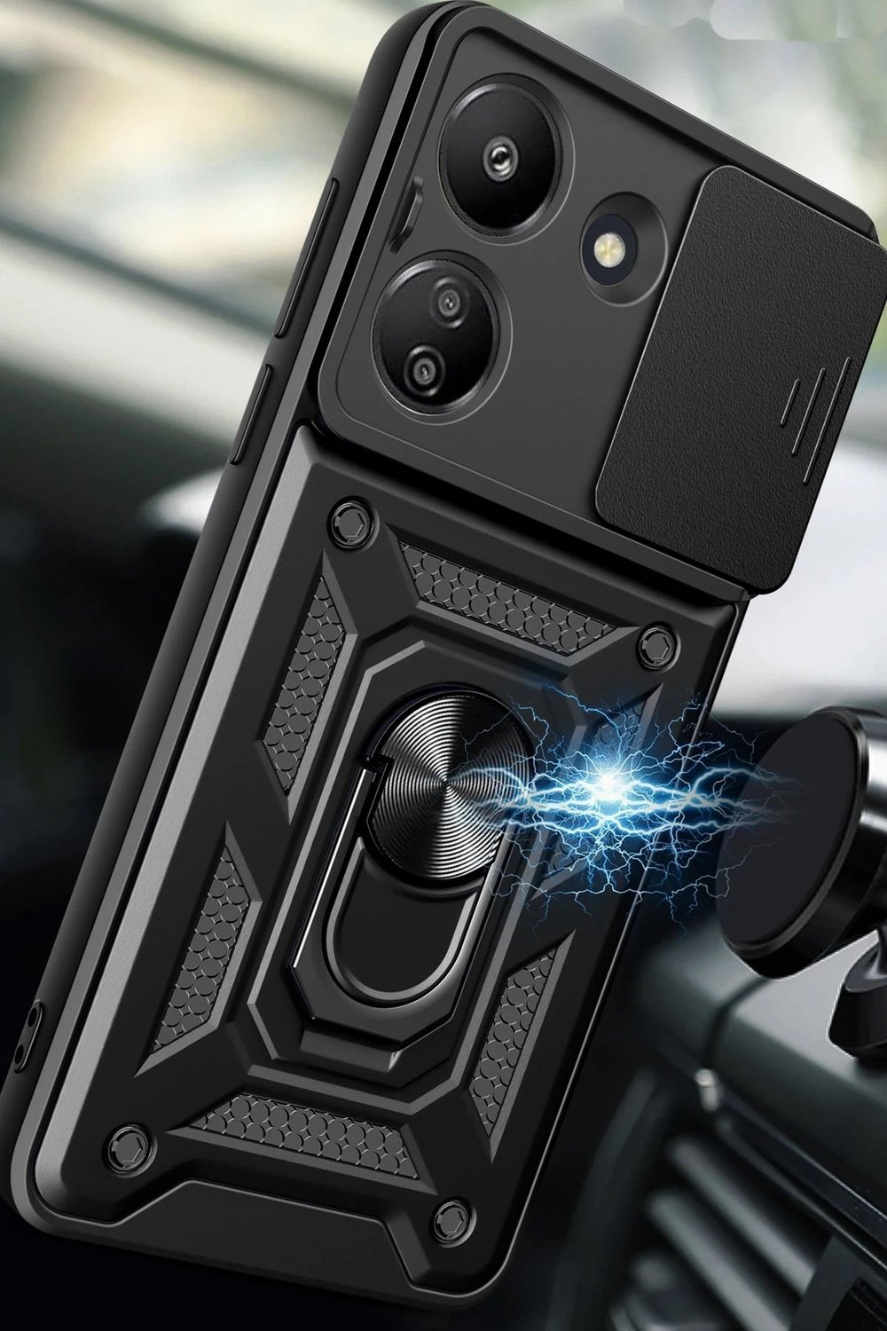 Mey İthalat®   Redmi 13C Kılıf Pars Lens Yüzüklü Silikon - Kırmızı