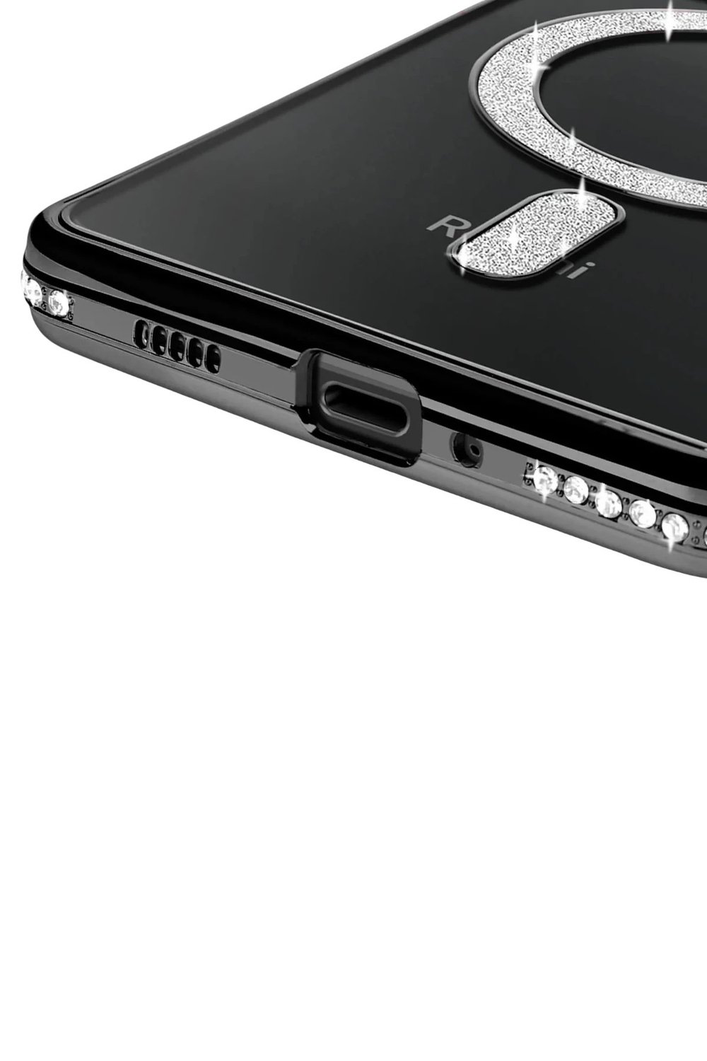 Mey İthalat®   Redmi 14C Joke Simli Magneticsafe Kılıf - Siyah