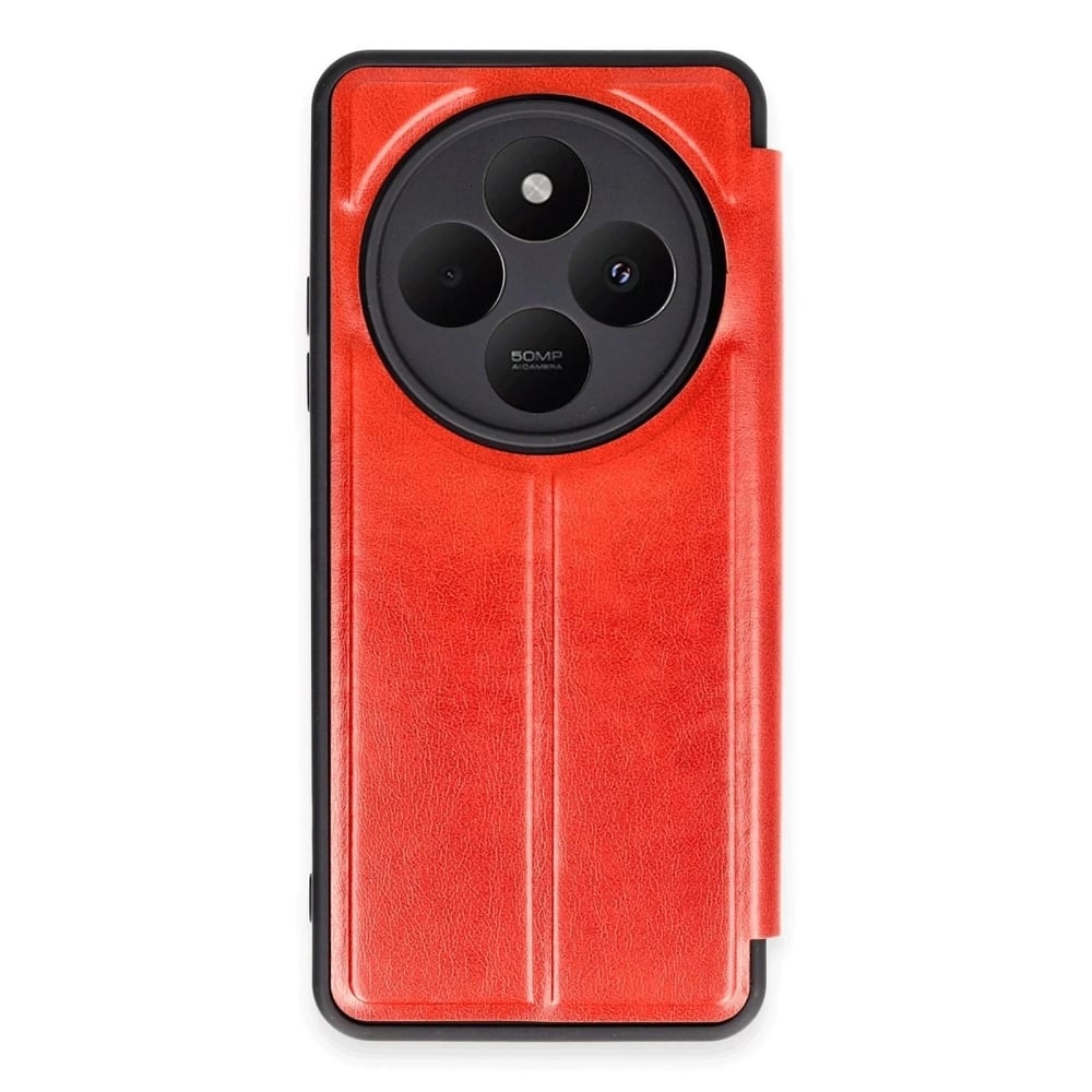 Mey İthalat®   Redmi 14C Kılıf Flip Cover - Kırmızı