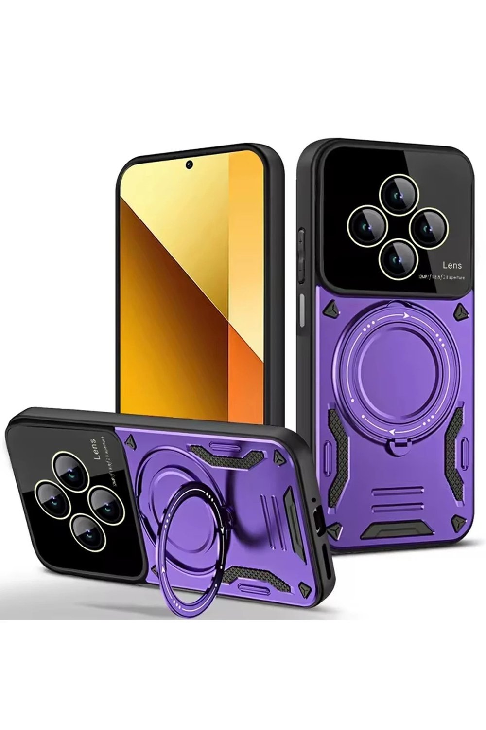 Mey İthalat®   Redmi 14C Kılıf Joy Lens Standlı Kapak - Mor