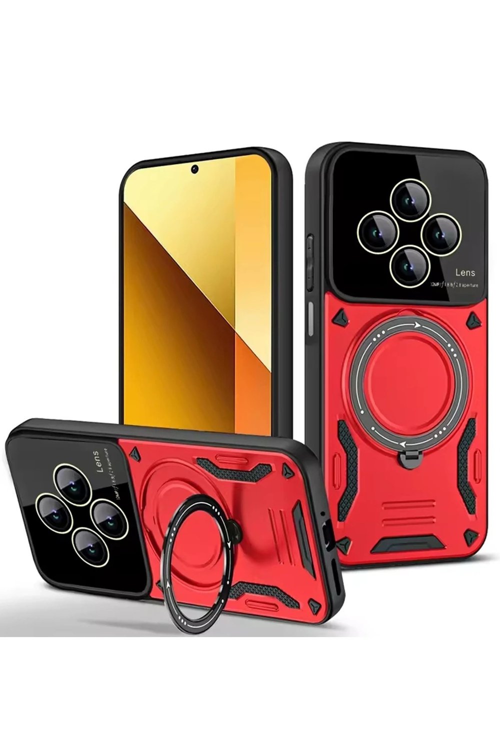 Mey İthalat®   Redmi 14C Kılıf Joy Lens Standlı Kapak - Kırmızı