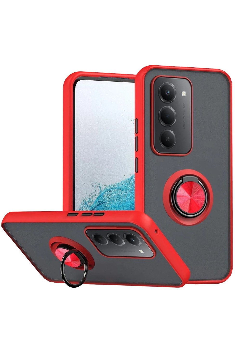 Mey İthalat®   Redmi 15 4G Montreal Yüzüklü Silikon Kapak - Kırmızı