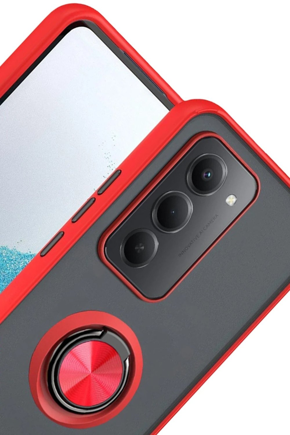 Mey İthalat®   Redmi 15 4G Montreal Yüzüklü Silikon Kapak - Kırmızı