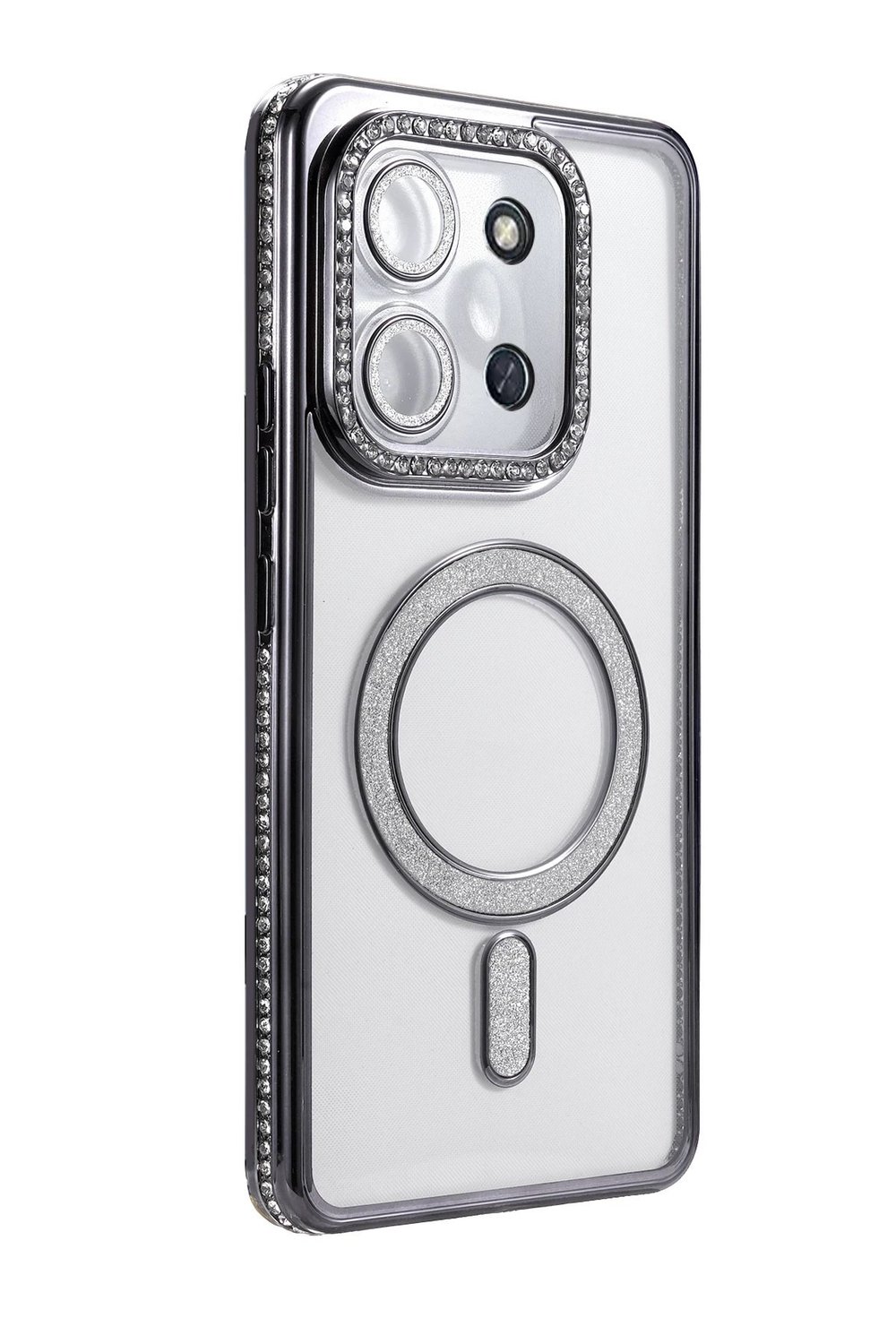 Mey İthalat®   Redmi 15C 4G Joke Simli Magneticsafe Kılıf - Siyah