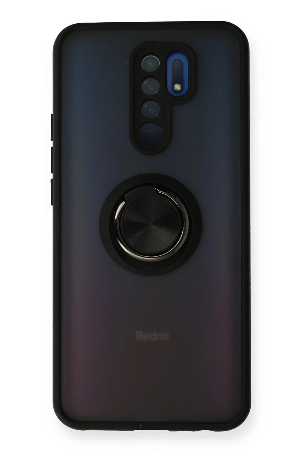 Mey İthalat®   Redmi 9 Kılıf Montreal Yüzüklü Silikon Kapak - Siyah