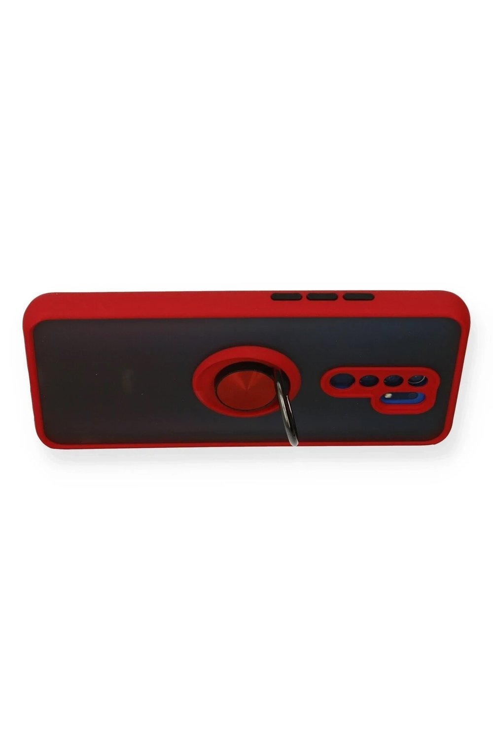 Mey İthalat®   Redmi 9 Kılıf Montreal Yüzüklü Silikon Kapak - Kırmızı
