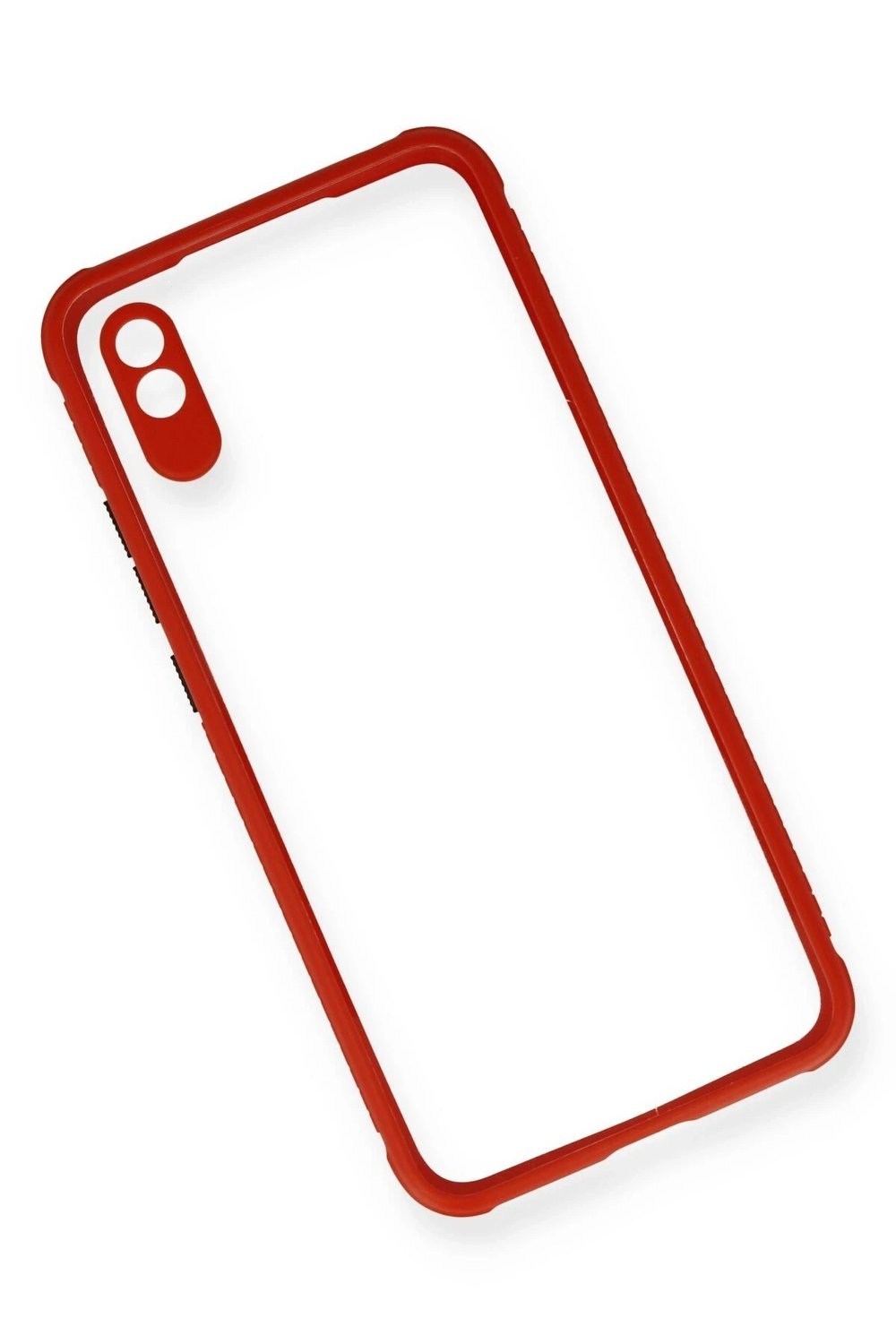 Mey İthalat®   Redmi 9A Kılıf Miami Şeffaf Silikon - Kırmızı