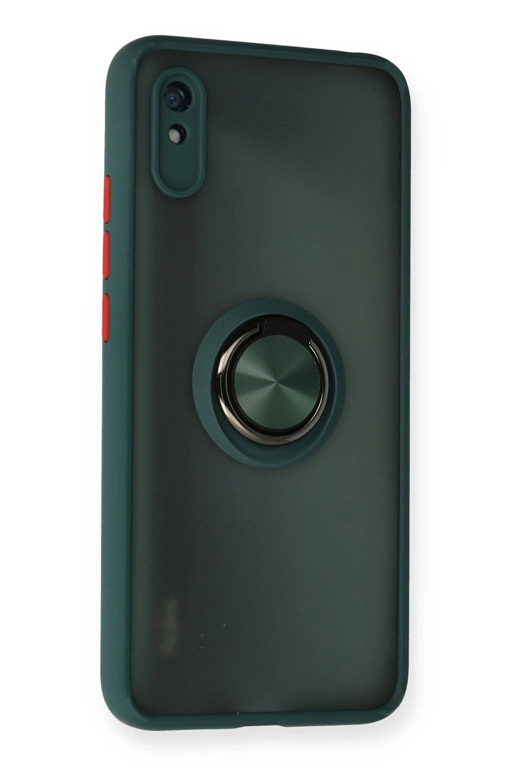 Mey İthalat®   Redmi 9A Kılıf Montreal Yüzüklü Silikon Kapak - Yeşil